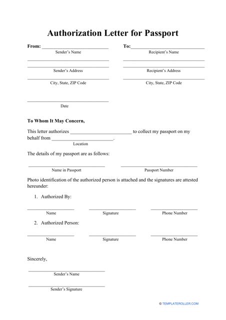 authorization letter for passport|Authorization Letter for Passport Template Download .